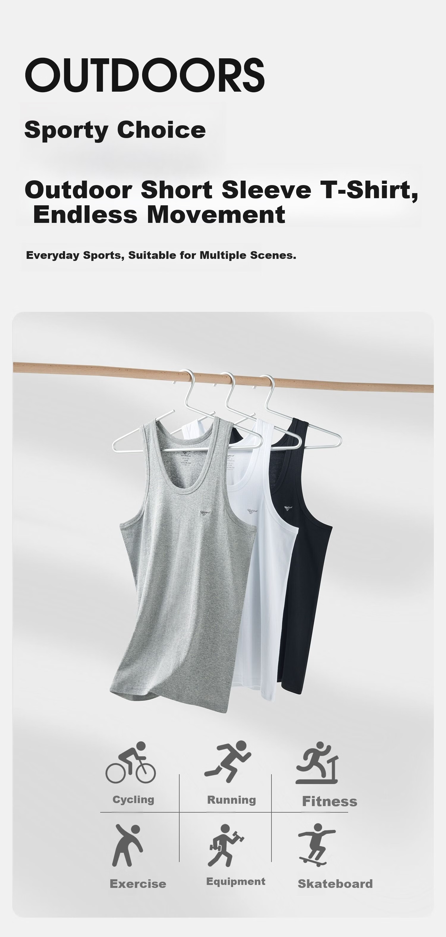 SEPTWOLVES Men's Tank Top, Pure Cotton, High Elasticity, Hurdle Vest, Sweat-Absorbing, Breathable, Sports Undershirt Vest 4