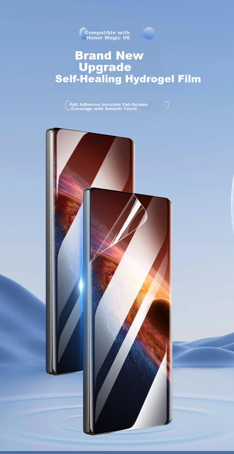 Smorss [2-Pack | Full Adhesive Instant Repair] Honor Magic V6 Hydrogel Screen Protector Soft Film for Honor Foldable Screen Non-Tempered HD Scratch-Resistant Full Coverage Protective Film 1