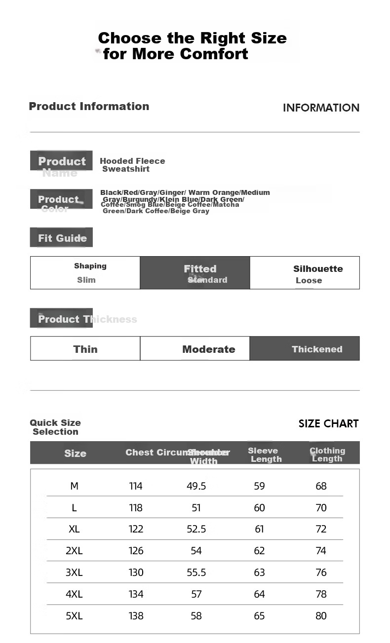 Jeanswest Men's American Style Fleece-Lined Thickened Hoodie Autumn Winter Loose Fit Large Size Warm Sweatshirt 10