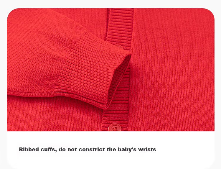 Balabala Kids Sweater Boys Girls V-Neck Knitted Cardigan Horse Patch Red New Year Outfit 10