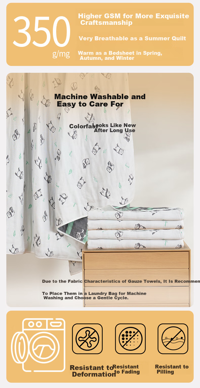 Hengyuanxiang Pure Cotton A-Class Antibacterial Six-Layer Gauze Cotton Blanket Thickened Air Conditioning Quilt 2.1 Jin Sleep Peacefully 8