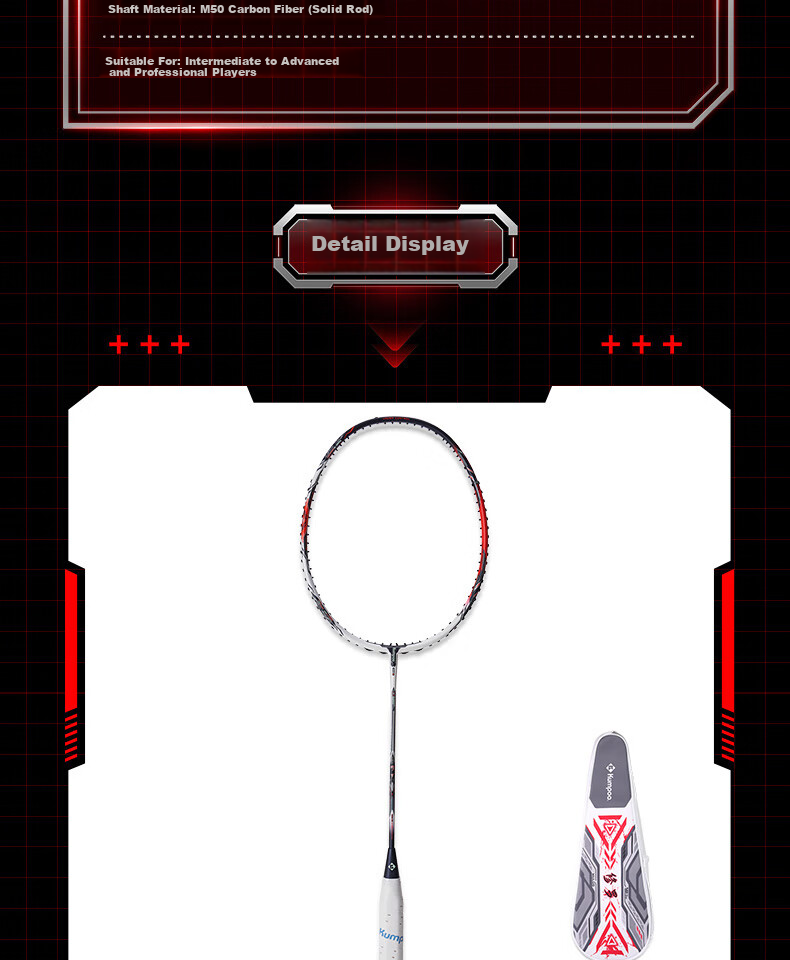 KUMPOO AK-7 Second Generation Badminton Racket Full Carbon Ultra-Light Xunfeng Professional Training Competition Offensive Racket 4U White 9
