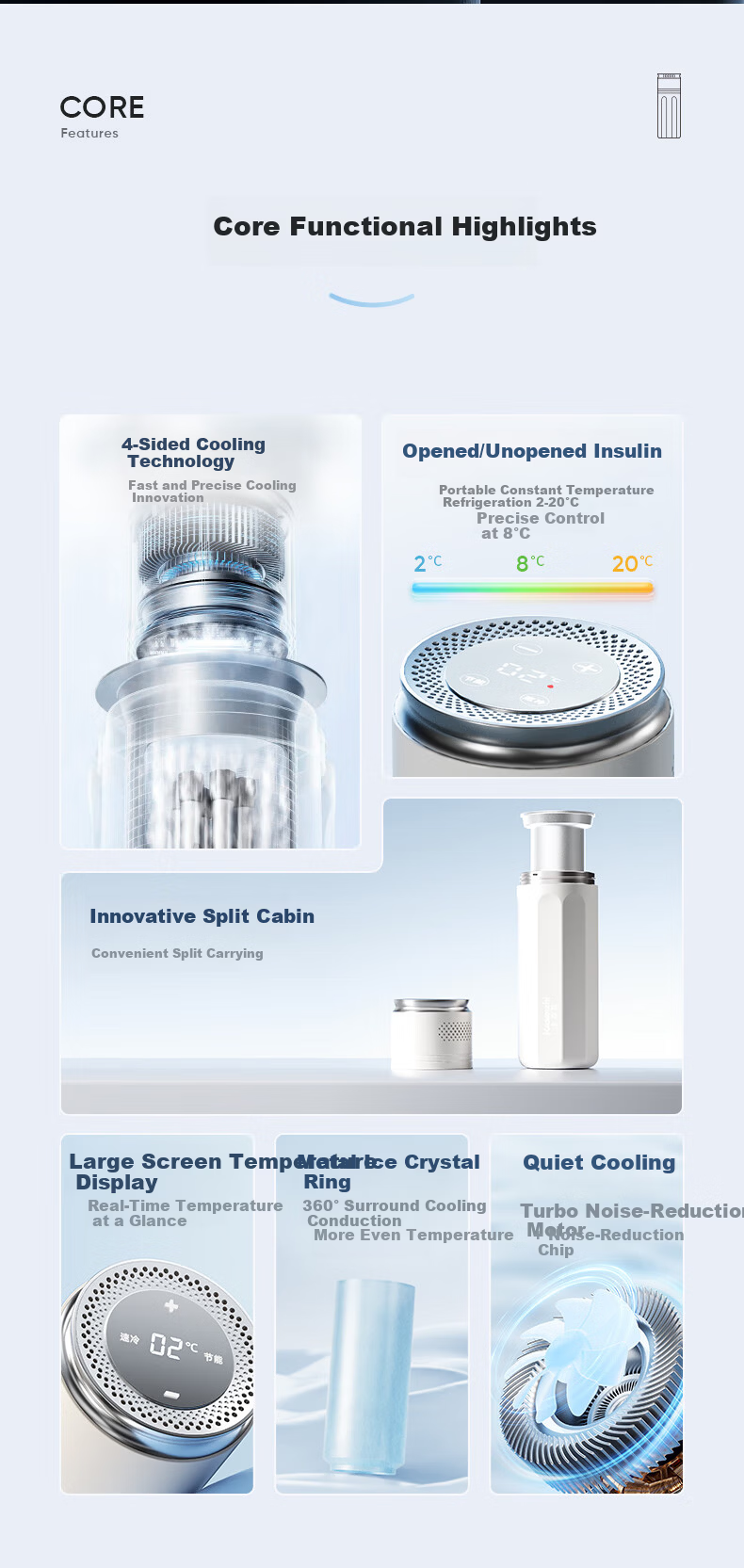 Kasenzhi Insulin Cooler Box, Portable Mini Refrigerator, Rechargeable Thermos Cup, Medicine-Specific Dorm Bag, Growth Hormone 3