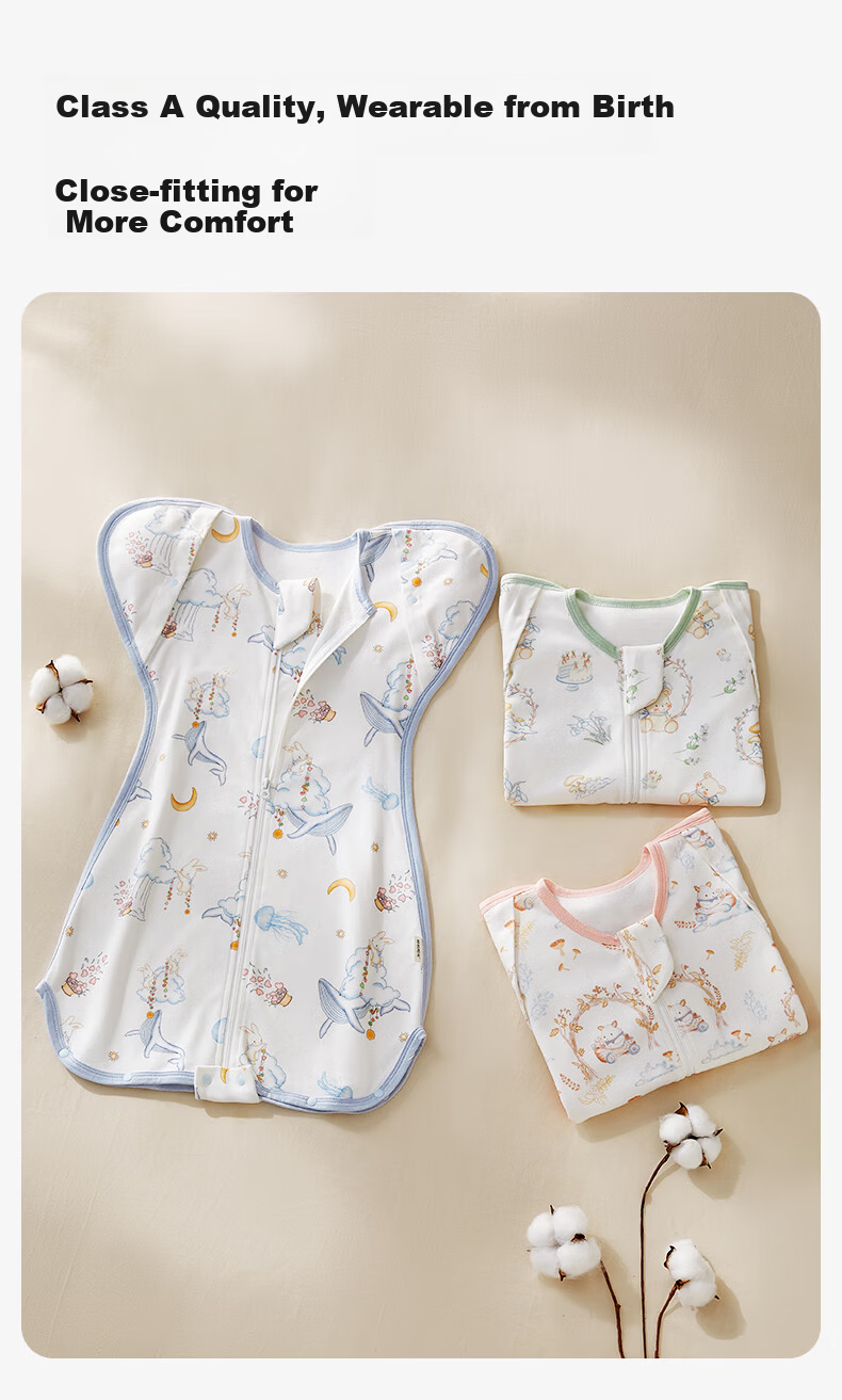 October Crystals Baby Anti-Startle Sleep Sack Swaddle Blanket One-Piece Pajamas All-Season Universal Jinglan Yunmeng M 1