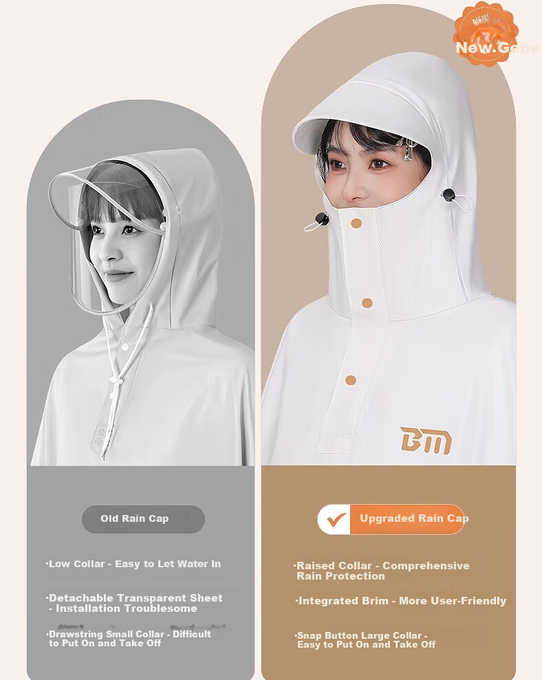 Beimei Electric Scooter Raincoat for Women, One-Piece Full-Body Protection against Wind And Heavy Rain, Adult E-Bike Riding Single-Person Poncho 9