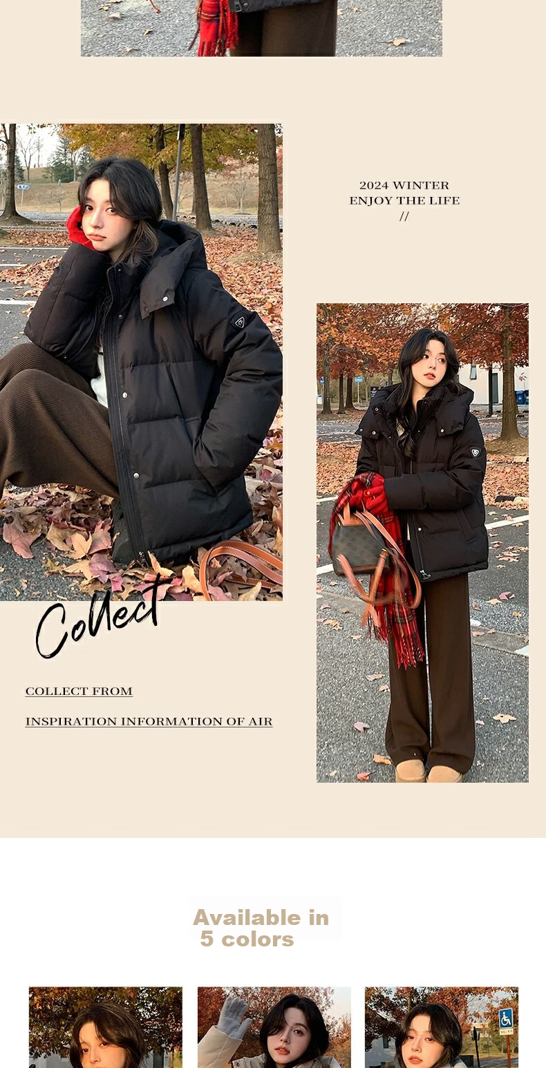 Yalu Short down Jacket, 2026 New Winter Style, Solid Color Versatile Detachable Hooded Puffer Coat, Petite Winter Outerwear 9