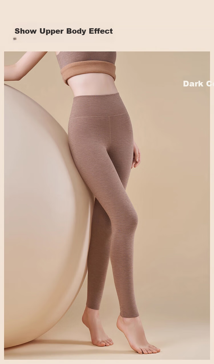 MiiOW Camel Silk Women's Thermal High-Waist Seamless Slimming Fleece-Lined Autumn Leggings Thermal Base Pants 17