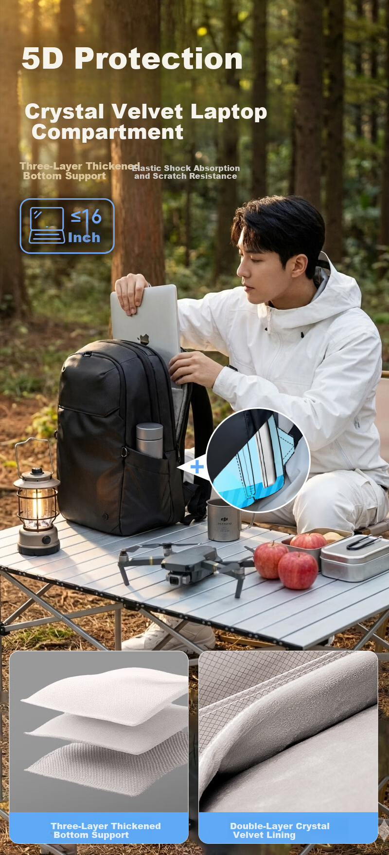 JD Jingzao Black Warrior PRO 2026 New Sports Backpack Large Capacity Outdoor Mountaineering Travel Laptop School Bag 12