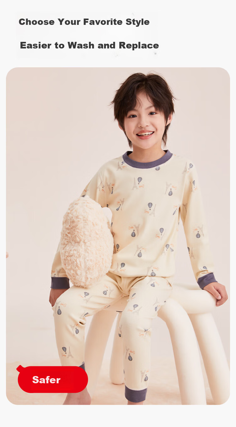 Hodo Children's Thermal Underwear Autumn Winter New A-Class Cotton Wool Underwear Set Animal Park 160 7