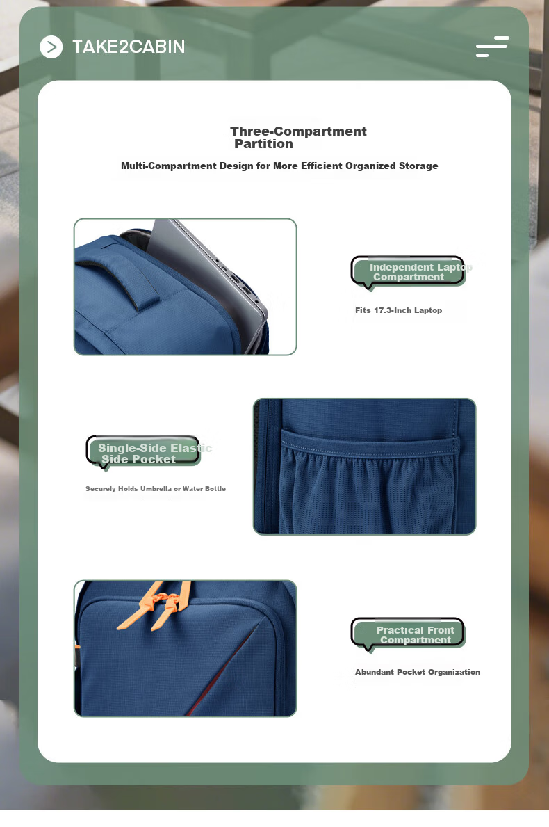 AMERICAN TOURISTER 15.6-inch Large Capacity Backpack Laptop Bag Casual Travel Bag 91G Navy Blue/Orange 6