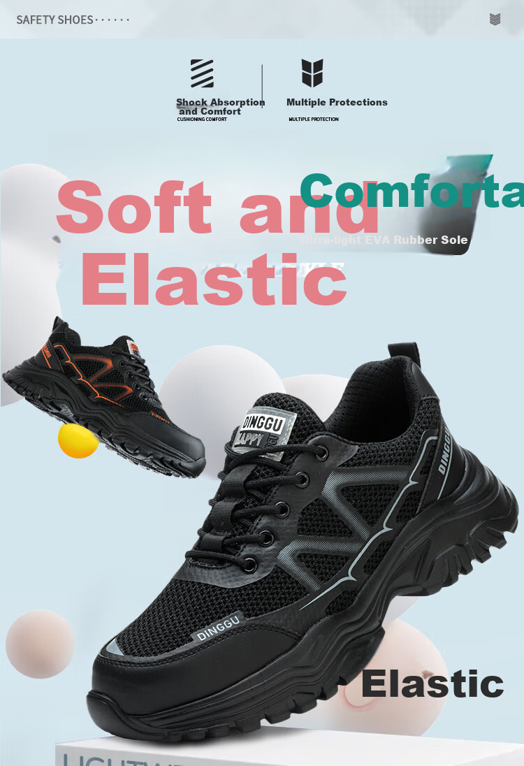 Dinggu Safety Shoes for Men, Anti-Smashing, Puncture-Resistant, Breathable Steel Toe Cap, Lightweight, All-Season, 1078heijuW39 1