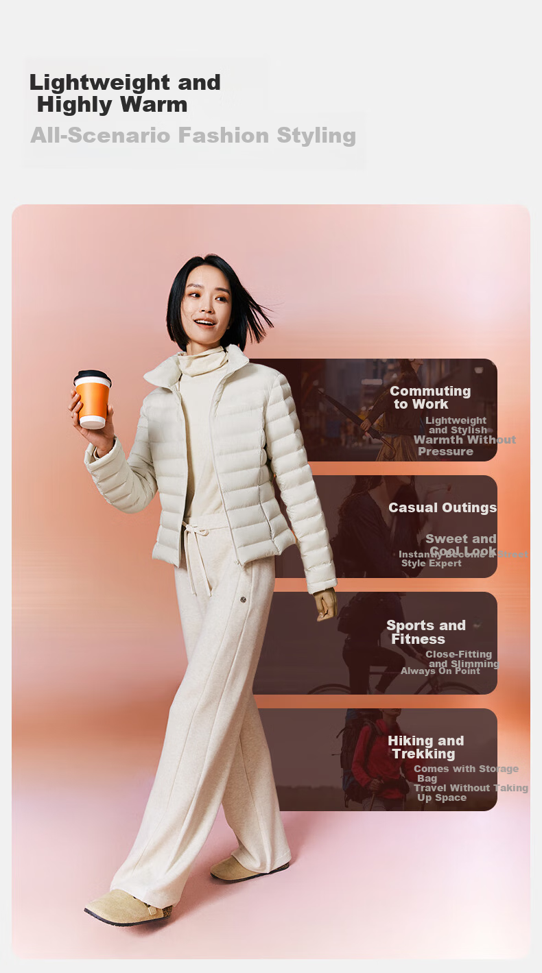 Meilicheng Women's Down Jacket Winter Lightweight Warm Inner Layer Goose Down Coat Aurora White M 062 21