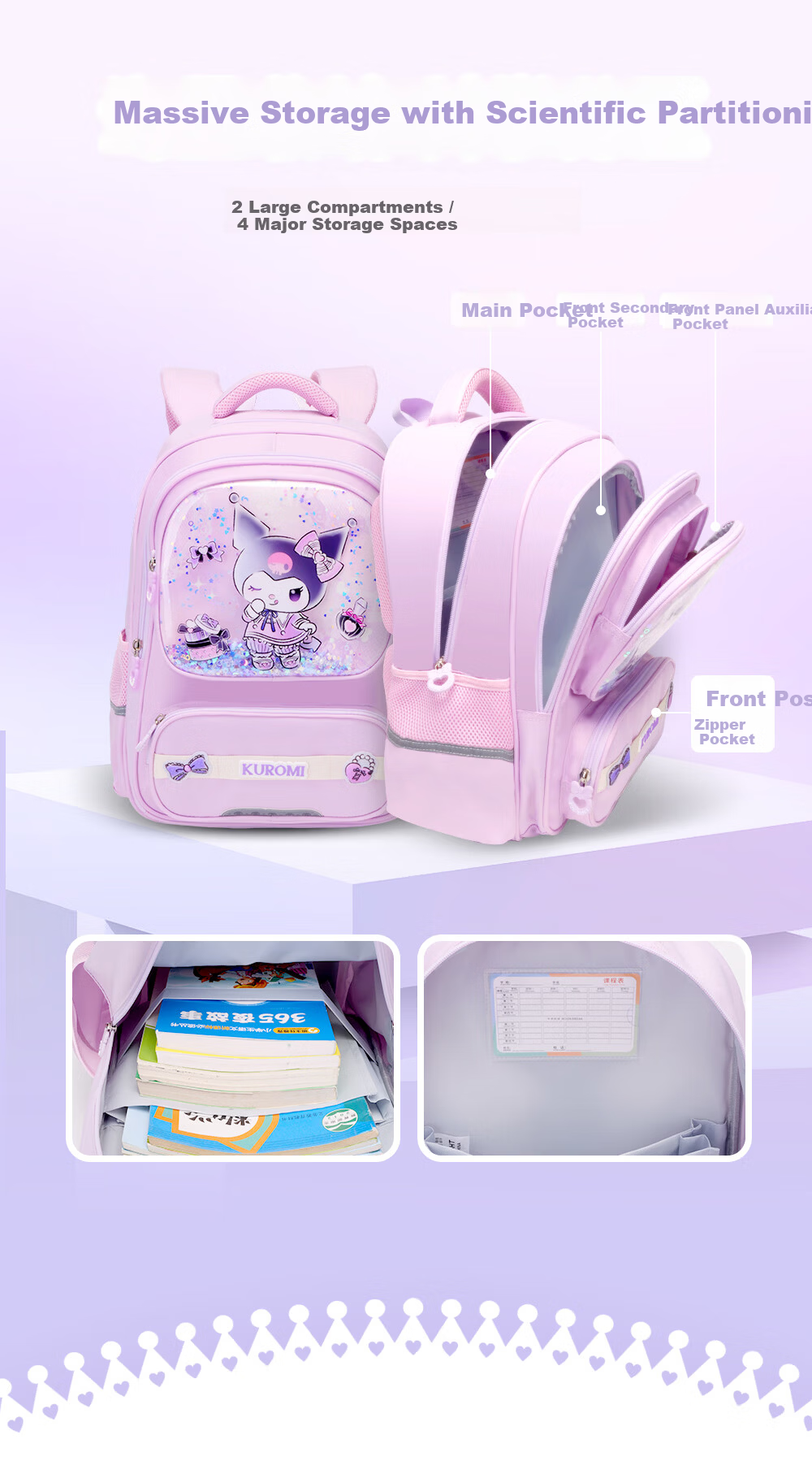 Sunshine 8 O'clock Sanrio My Melody Children's Backpack Primary School Student Boys Girls Ergonomic Lightweight Grade 4-6 Shoulder Bag 6