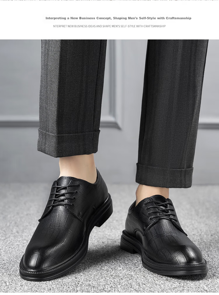 MEXICAN Men's Business Casual Leather Dress Shoes Derby Wedding Shoes Black Size 38 6