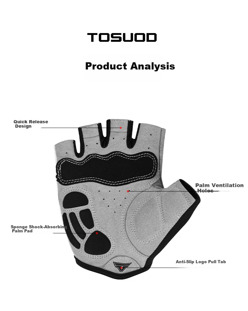 Captain Tas Summer Cycling Half Finger Gloves Road Mountain Bike Anti-Slip Shock Absorption Short Finger Riding Gear 4