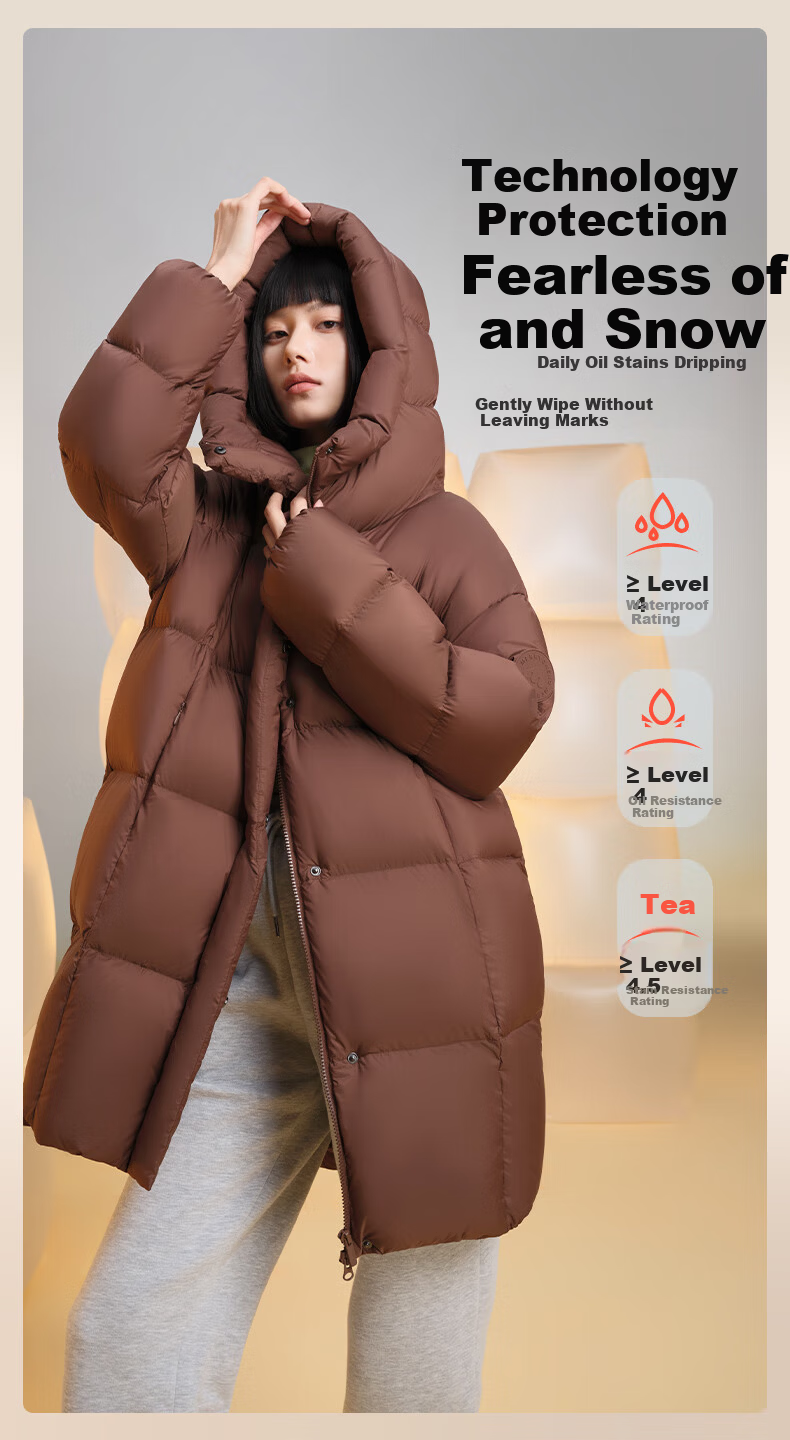 Meilicheng Women's Lightweight Warm Winter Mid-Length Three-Proof Sports Versatile Goose Down Jacket 109 Glacier Blue M 5