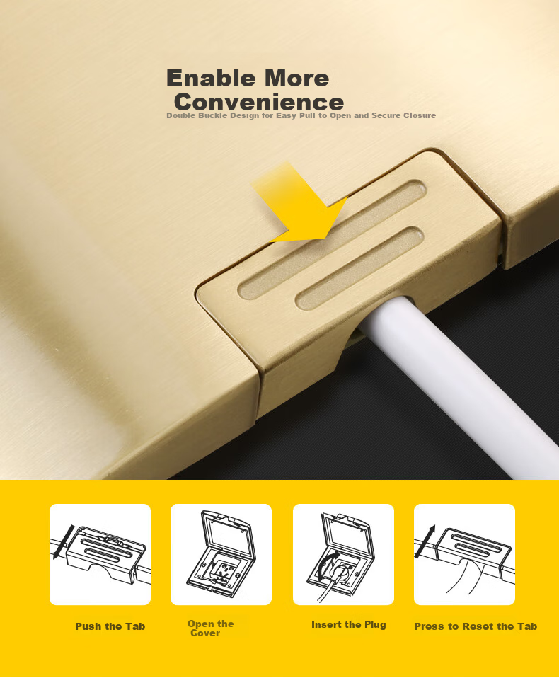 LEGRAND IP55 Waterproof Five-Hole Floor Socket Flip Cover Hidden Floor Socket Five-Hole Brass Floor Socket [Without Base Box] 14