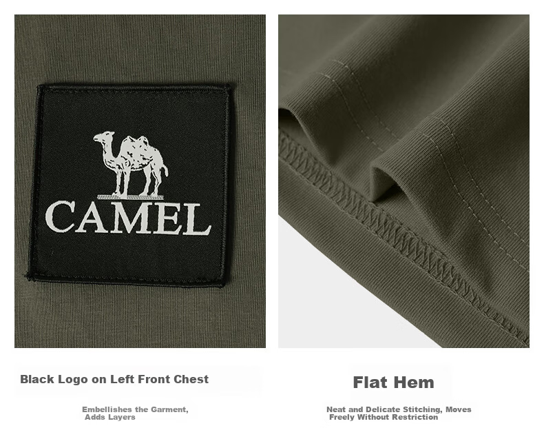 CAMEL Outdoor Quick-Dry T-Shirt for Men And Women, Fast-Drying Elastic Round Neck Loose Casual Short Sleeve [Mountain Camping] A13BAVV058 11