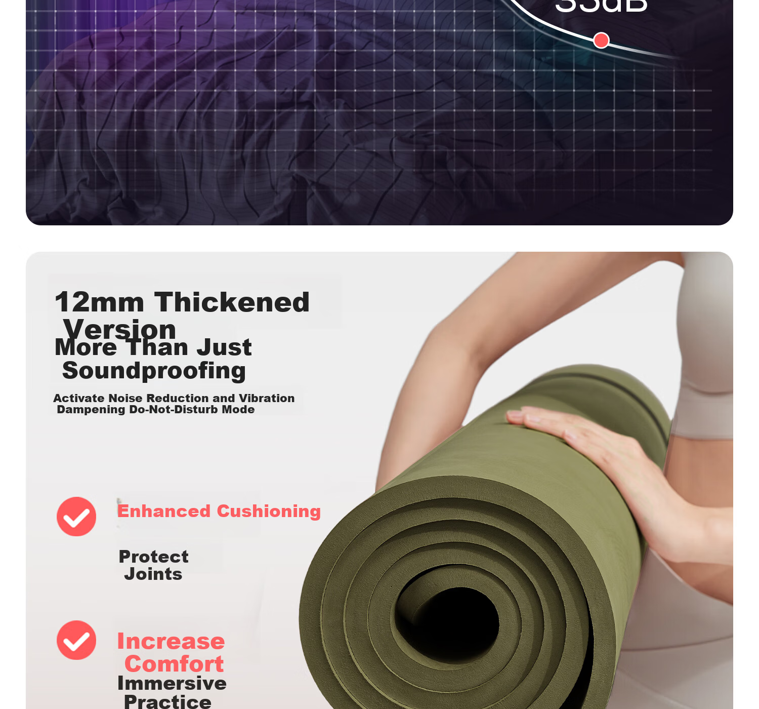 Yottoy Antibacterial Yoga Mat Non-Slip Mat Women's Floor Mat Home Fitness Mat Thickened Shock Absorption Silent Soundproof Exercise Mat 27