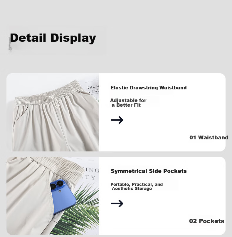 Borui Women's Slant Pocket Cargo Pants 2026 New Spring Summer Thin Sun Protection Quick-Dry Casual Ice Silk Sports Pants 18