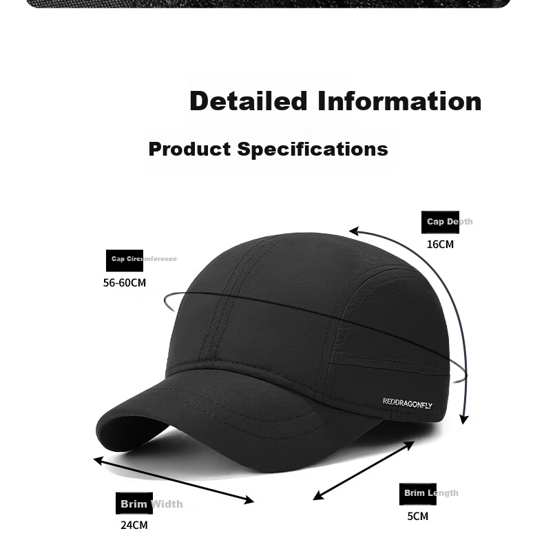 Red Dragonfly Short Brim Hat Men's Spring Summer Running Sports Quick-Dry Casual Breathable Sunshade Sunscreen Hat Women's 16