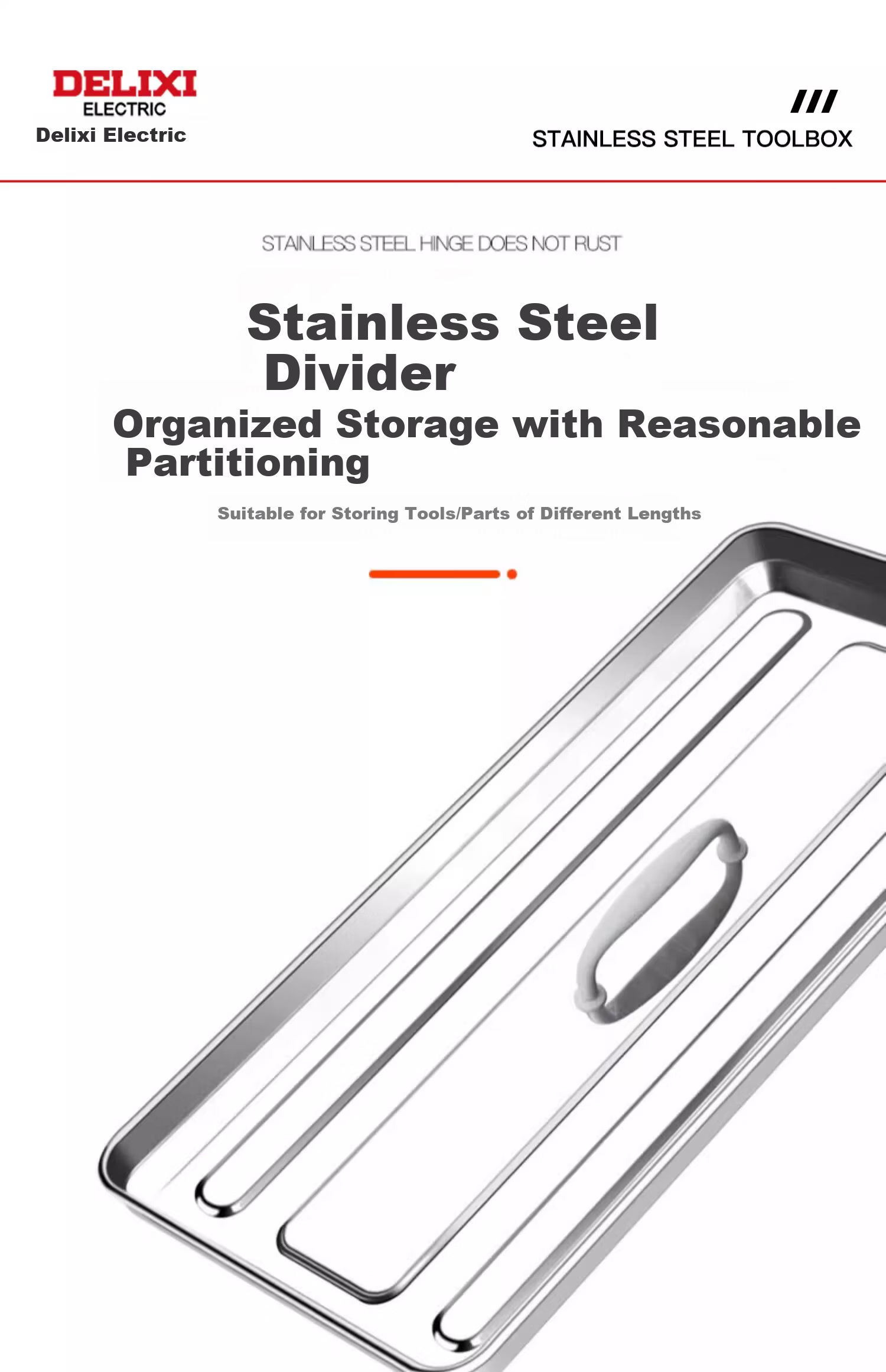 DELIXI ELECTRIC Stainless Steel Toolbox Storage Box Car Home Storage Case Thickened Hardware Iron Box Large Size 10