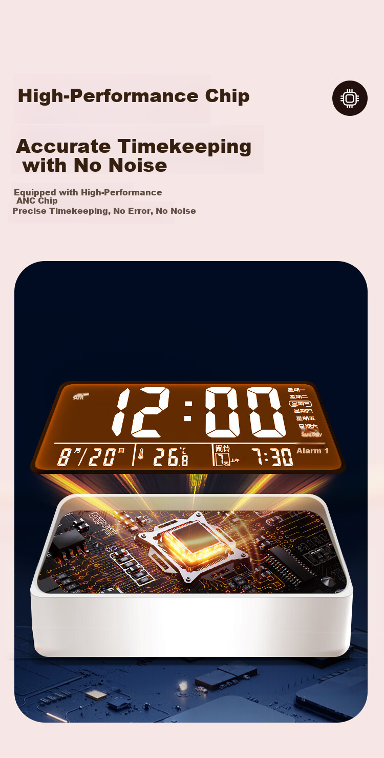 Compas Multifunctional Electronic Alarm Clock Student Wake-Up Device Powerful Wake-Up Children's New Smart Alarm Clock Sky Blue Children's Day Gift Back to School Essential 3