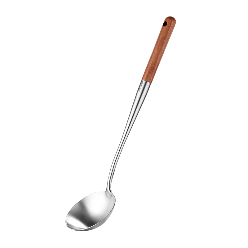 ASD 316L Stainless Steel Soup Spoon and Cooking Spatula with Food-Grade Rosewood Long Handle, Heat-Resistant Stirring Spoon