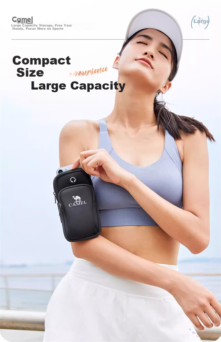 CAMEL Running Armband Phone Holder Unisex Sports Outdoor Wrist Bag Light Gray 10