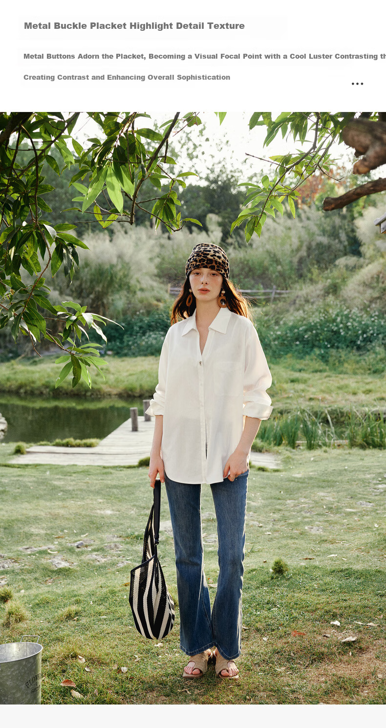 Olrain V-Neck Long Sleeve Shirt Women Spring New Loose Casual Slim Fit Elegant Top White M 7