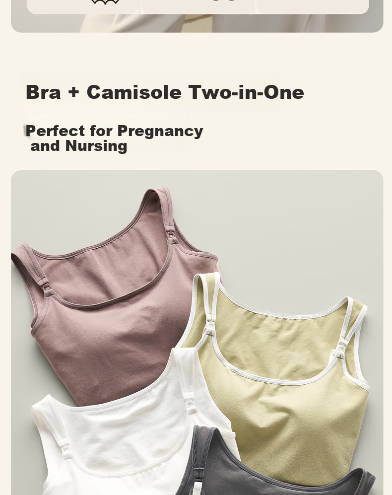 FENYE Nursing Tank Top Pure Cotton Breastfeeding Vest with Chest Pads Postpartum Feeding Light Gray L 4