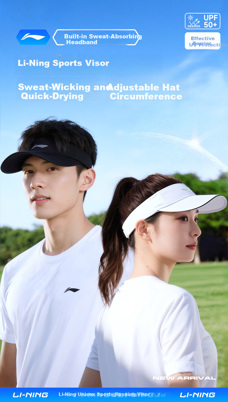 LI-NING Open-Top Sun Hat Unisex Sunshade Cap Running Sports Sun Protection Quick-Dry Outdoor Marathon Tennis Cap 1