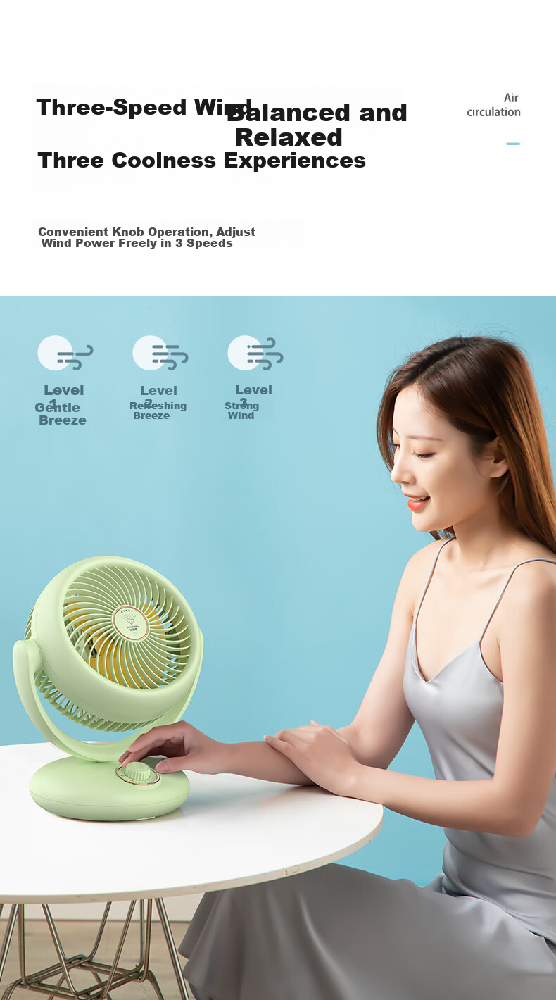 DIAMOND Air Circulation Fan Home Electric Desktop Table Fan High Airflow Oscillating AC Fixed Frequency Quiet Lightweight Fan Bedroom Energy-Saving Small Fan KFX2406J 8