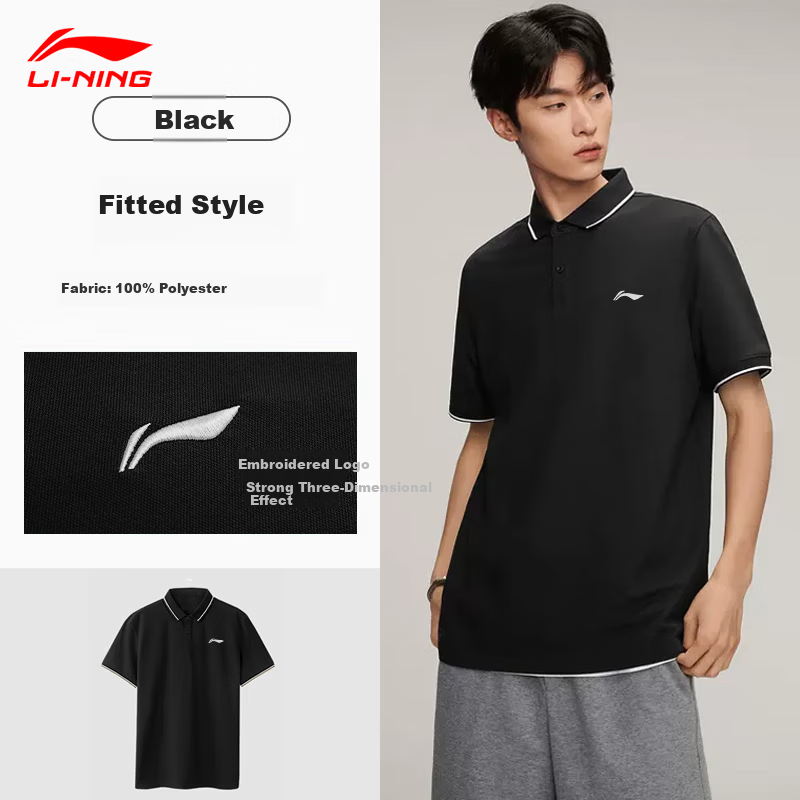 Li-Ning Men's Short Sleeve Polo Shirt Summer Ice Silk Quick-Dry Sports T-Shirt Running Fitness Top 6