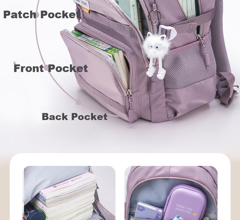 FUTURE STAR Large Capacity Lightweight Middle School Backpack Girls Ergonomic Casual Primary School Boys Shoulder Bag Mauve Pink 10