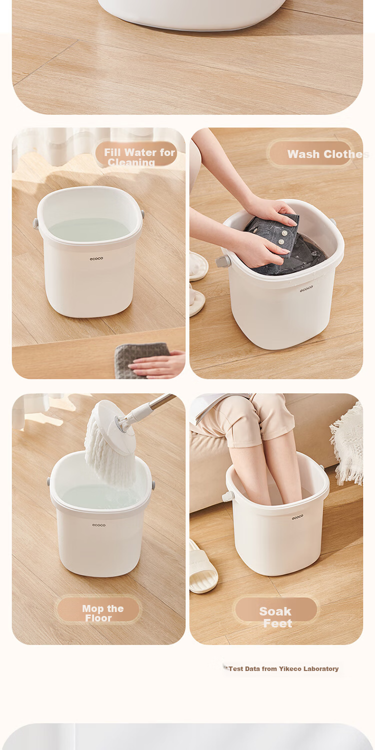 Ecoco 9L Portable Bucket with Lid, Student Dormitory Wash Bucket, Children's Foot Soaking Plastic Small Water Bucket E24146 Standard Edition 11