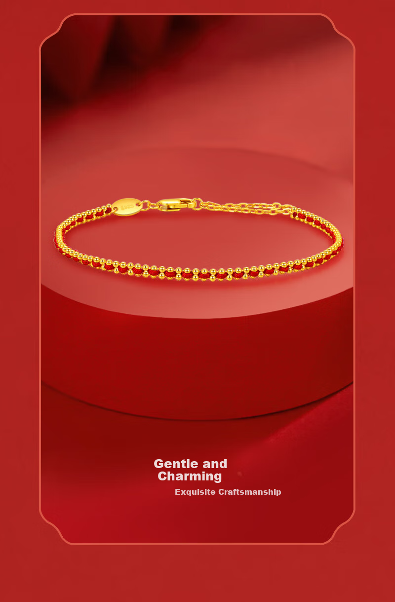 Jinliufu Auspicious Women's Bracelet S925 Silver Red Rope Lucky Bead Jewelry Birthday Gift for Girlfriend 5