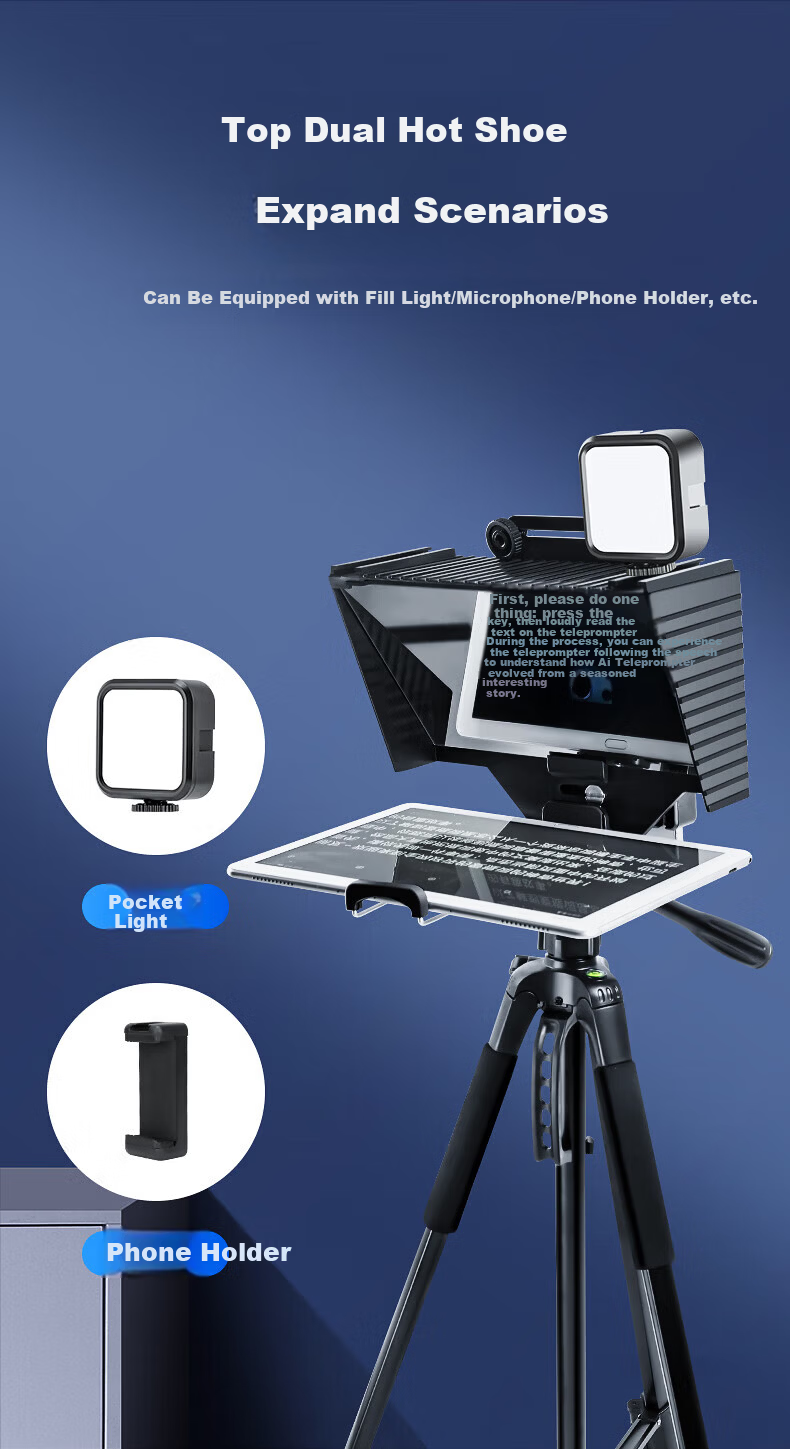 JIMANTU Live Teleprompter Large Screen Universal Portable Prompting Board for Mobile Phones, Tablets, DSLR, Mirrorless Cameras, Hosting, Broadcasting, Interviewing, Speech, Short Video Recording 7