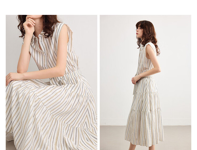 Demana "Dancing with the Wind" Summer Faux Two-Piece Sleeveless Waist-Cinching Slim A-Line Dress for Women, Mid-Length, Office Wear 8