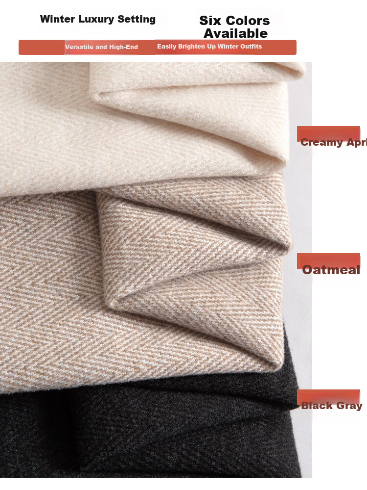 Langsha Wool Blend Wide-Leg Pants for Women Spring Autumn 2026 New Fleece-Lined Herringbone High-Waist Relaxed Trousers 5