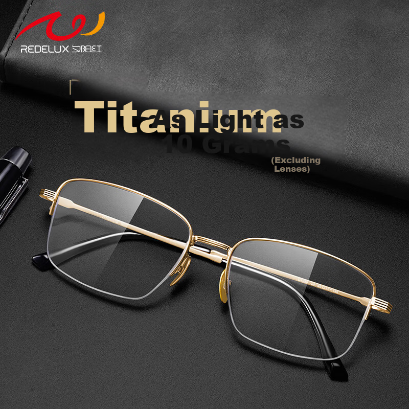 Sunset Red Men's Blue Light Blocking Reading Glasses Pure Titanium Ultra-Light Fashionable Premium Reading Glasses Gift E139J 300 Degree