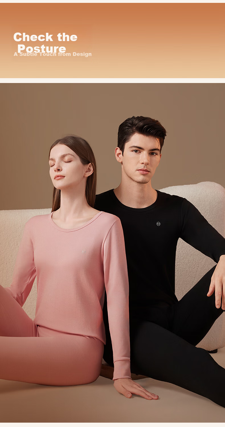 Miiow [Class A 100% Pure Cotton] Women's Autumn Thermal Underwear Set, 10A Antibacterial and Mite-Resistant Cotton Couple Warm Underwear 15
