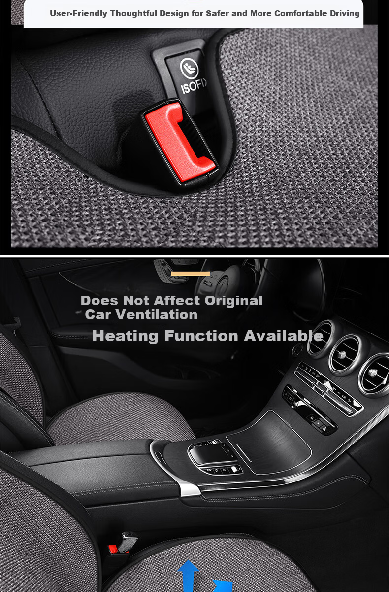 Jiabalan Car Seat Cushion Linen Semi-Enclosed Four-Season Universal Ventilated Breathable Comfortable Seat Cover Cushion 18