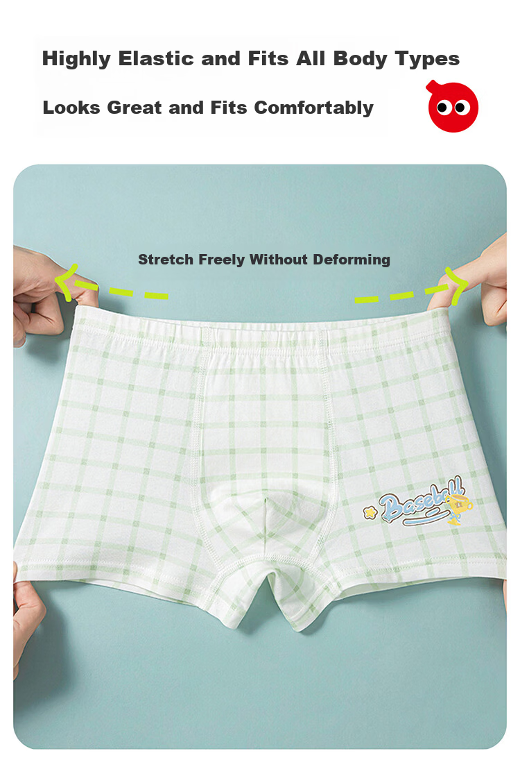 Hodo Kids Boys' Cotton Boxer Briefs, Mid to Large Size, Non-Chafing, Baby Boys' Class A Four-Point Shorts, Pack of 4 12
