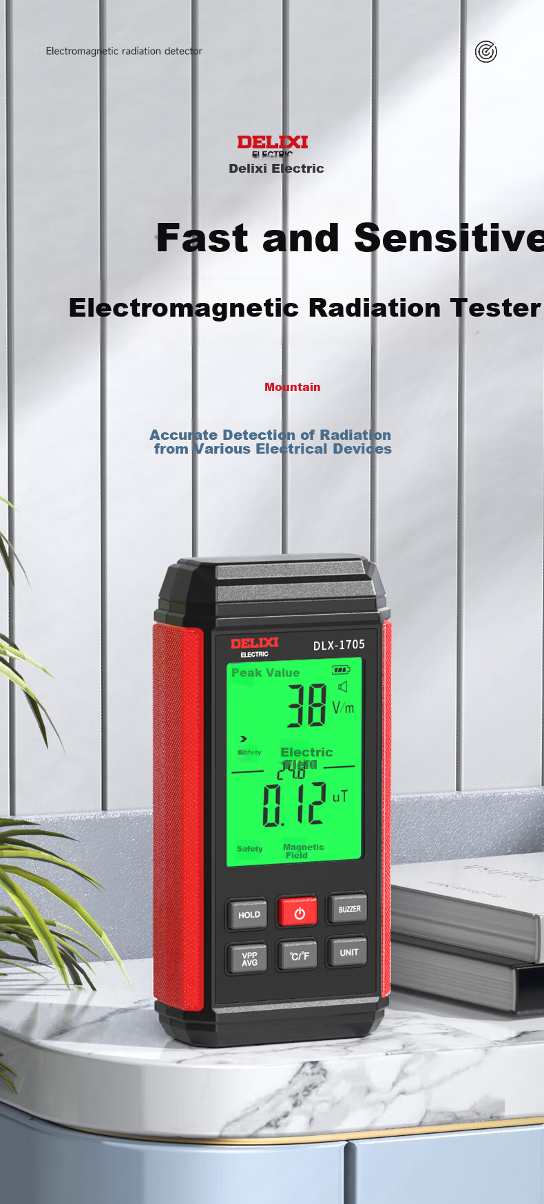 DELIXI ELECTRIC Electromagnetic Radiation Detector High-Precision High-Frequency Electromagnetic Field Microwave Radiation Tester Home Electromagnetic Detector 1