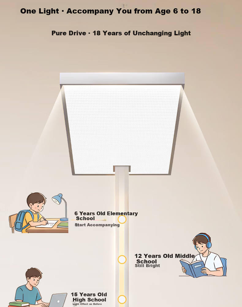 Dell Vertical Eye-Care Floor Lamp Full Spectrum 130W Children's Student Reading Desk Lamp Bedroom Bedside Light 11