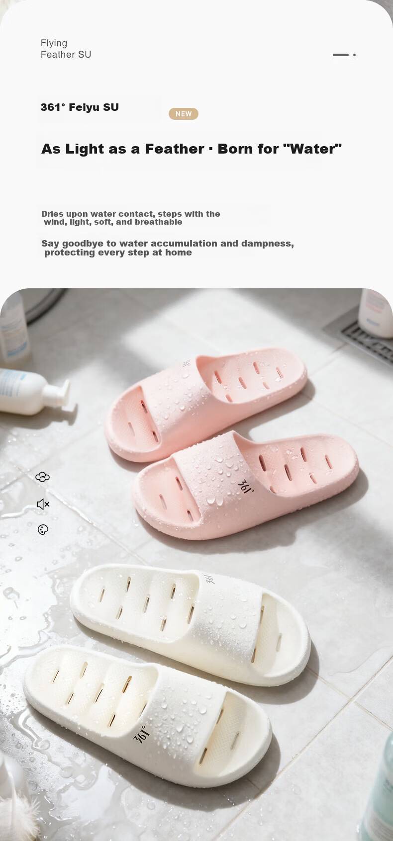 361° Feiyu SU Men's Bathroom Shower Non-Slip Water-Draining Indoor EVA Quick-Dry Soft Sole Slide Sandals 2