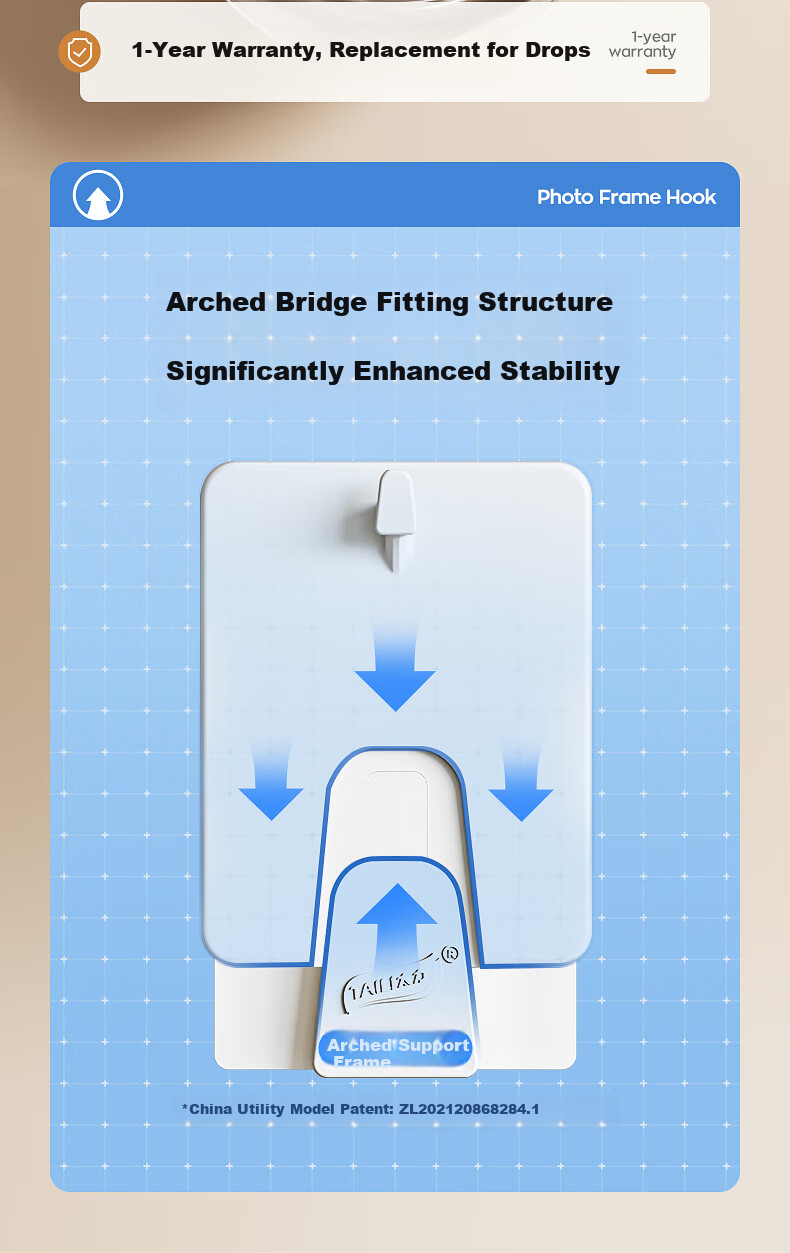 Taili Picture Frame Hook Model B Strong No-Trace Wall Hook for Hanging Wedding Photos and Frames, No Drilling Wall Mounting Tool 7