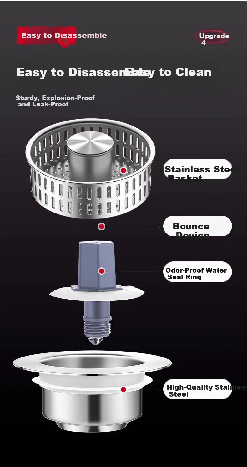 OPLSED [Germany] Stainless Steel Kitchen Sink Drain Accessory Leak-Proof Plug Filter Universal OP-TTX2001 9