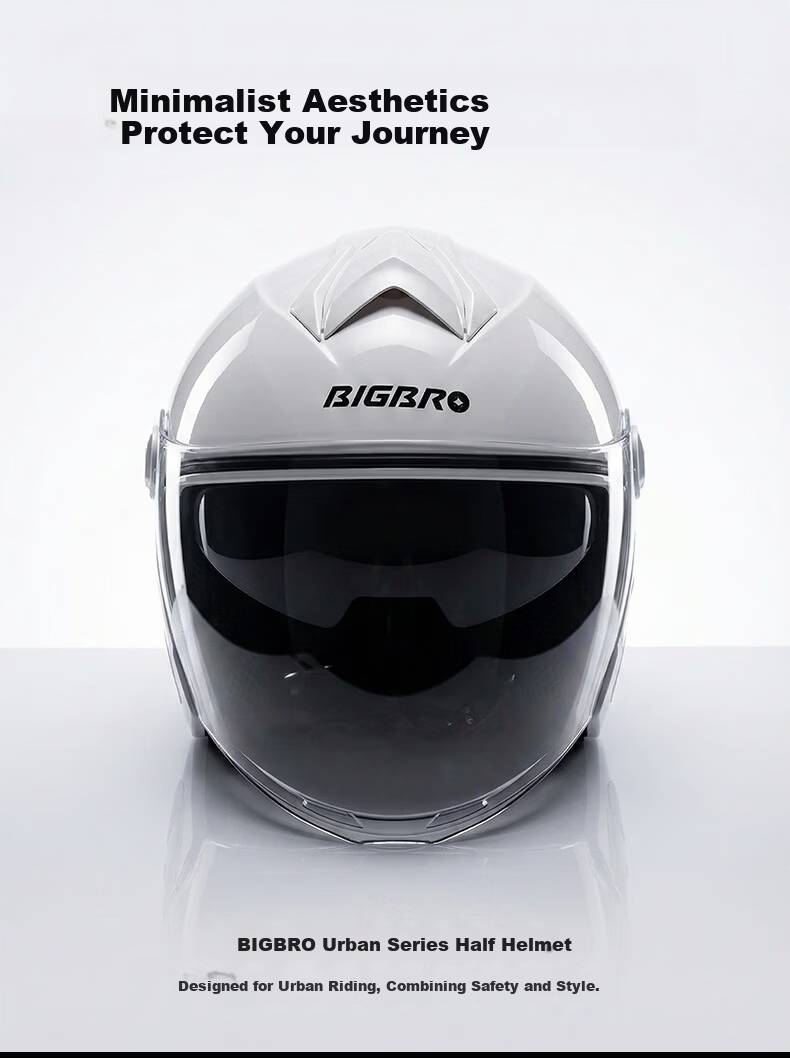 BIGBRO KY168 New National Standard 3C Dual-Lens Electric Motorcycle Helmet Summer Sunshade Unisex Electric Scooter Four-Season Universal Half Helmet Floral White One Size 1
